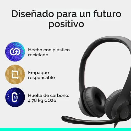 Vista 9 de Logitech H390 Auriculares con cable con micrófono, auriculares USB-A con micrófono para PC, micrófono con cancelación de ruido para reuniones