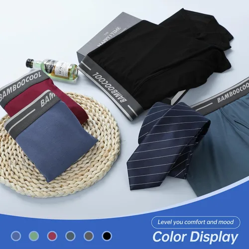 Vista 6 de BAMBOO COOL Calzoncillos tipo bóxer para hombre, paquete de 4 unidades, ropa interior suave y transpirable de viscosa de bambú para hombres