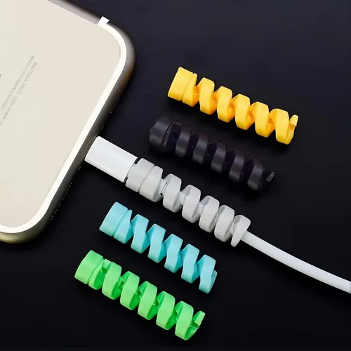 Vista 5 de Protector de cable de silicona de 16 piezas, organizador de cable enrollador en espiral para cargador USB, cubierta de protección de línea de datos