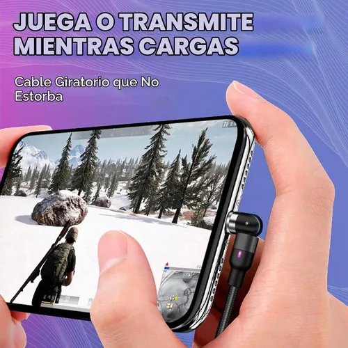 Vista 7 de Statik Cable de carga magnético 360, cargador tipo C 3 en 1, cable USB C a USB C, puntas micro USB e iProduct, adaptador USB A, cable de carga