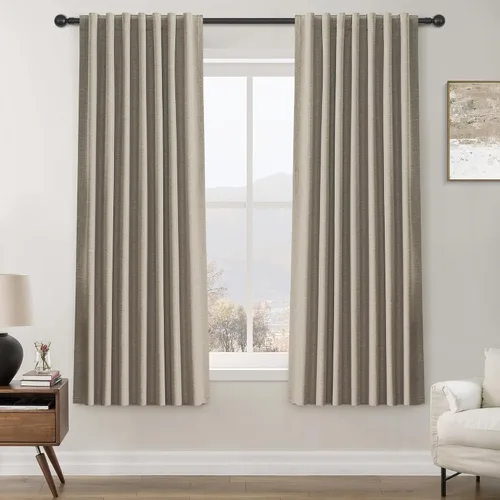 Vista 52 de Cortinas opacas de 54 pulgadas de largo para dormitorio, sala de estar, cortinas beige con aislamiento térmico, oscurecimiento de la habitación