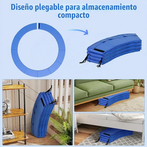 Vista 4 de Goplus Almohadilla de repuesto para cama elástica, 16, 15, 14, 12, 10, 8 pies, sin agujeros para postes, resistente al agua, universal, accesorios