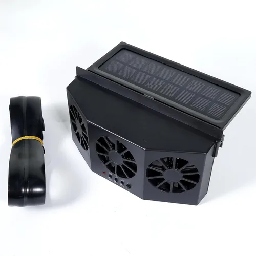 Vista 5 de Unifizz Ventilador de ventana delgada solar Ventilador de escape de coche con tres ventiladores 1.5W ABS negro