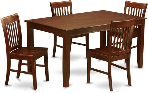 Vista 7 de East West Furniture DUNO5-BLK-W - Juego de mesa de comedor de 5 piezas, incluye una mesa rectangular de madera y 4 sillas de comedor de cocina, 36 x