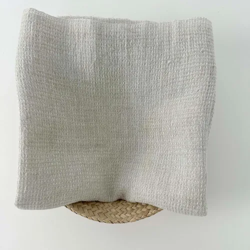 Vista 4 de Tela de tweed de gofre de lino 7349 7350 Natural