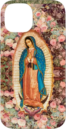 Vista 4 de Lady of Guadalupe - Carcasa para iPhone 17, diseño de flores rosadas