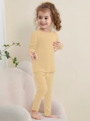 Vista 11 de GUISBY Conjunto de pijama de rayón de bambú para niños y niñas, ajuste cómodo, para uso diario, conjunto de pijama de 2 piezas