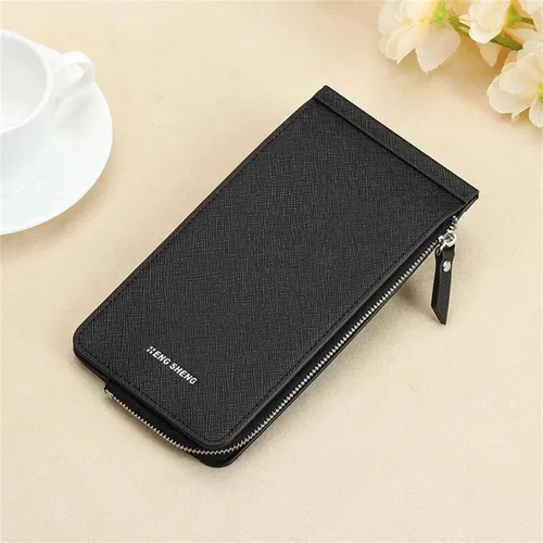 Vista 9 de Cartera larga multifuncional, bolsillo con cremallera para mujer de cuero para tarjetas de crédito, billetera plegable de cuero para tarjetas