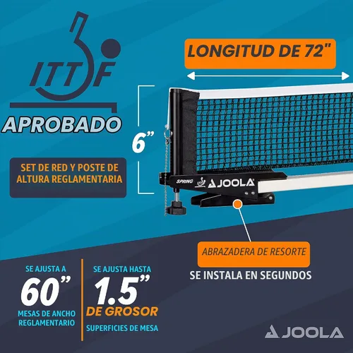 Vista 5 de JOOLA Premium Avanti Table Tennis Net and Post Set - Portable and Easy Setup Ping Pong Screw On Clamp Net Negro