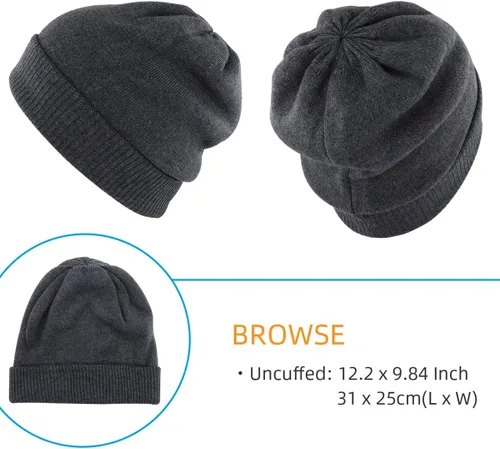Vista 5 de Gisdanchz Gorro de invierno de gran tamaño, 30% cachemira, elástico