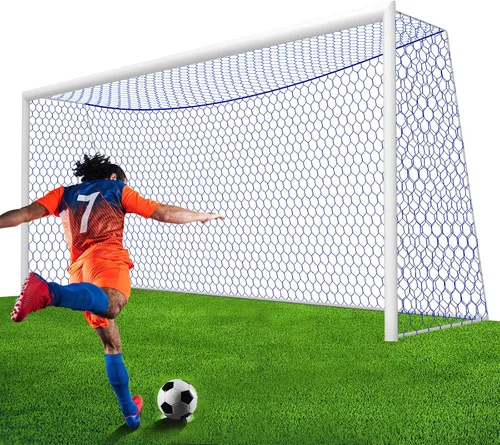 Vista 8 de Repuesto de red de portería de fútbol de 24 x 8 pies y 18.5 x 6.5 pies, calidad profesional en la cancha [nailon de 0.157 in, 4 pulgadas hexagonal]