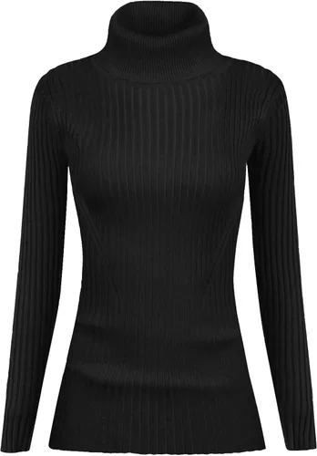 Vista 3 de v28 - Suéteres acanalados con cuello alto falso para mujer, diseño cálido de punto sexy, entallado y moderno sin botones
