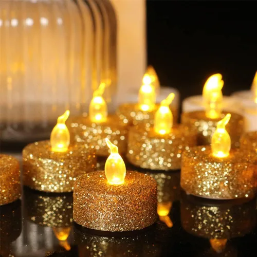Vista 11 de 12 velas de té con temporizador de fusión naranja, funciona con Vela blanca cálida parpadeante, la batería incluye una duración de más de 100 horas