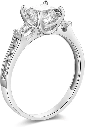 Vista 2 de TWJC - Anillo de compromiso de oro macizo amarillo o blanco de 14 quilates