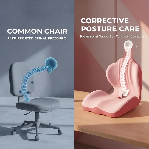 Vista 2 de SakerPlus Cojín ergonómico de espuma viscoelástica con soporte para respaldo, cojín para silla de oficina en forma de L para asiento de automóvil