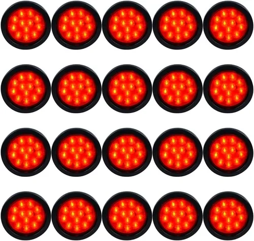 Vista 55 de Kit de tapones de cableado con cubierta de hule para luz trasera LED redonda de 4", 12 ledes, para RV, camioneta