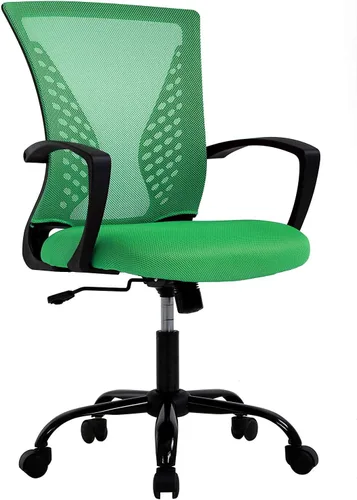Vista 11 de Meet Perfect Silla de oficina con respaldo medio de malla con soporte lumbar ergonómico y reposabrazos, silla de computadora ajustable, silla