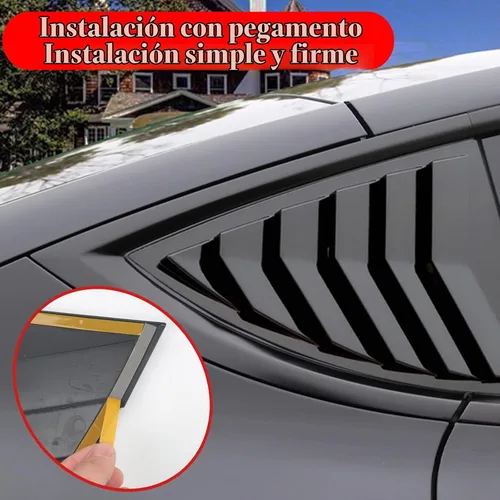 Vista 7 de YHCDSEA Para el modelo Y Cubierta de la rejilla de la ventana lateral Negro brillante