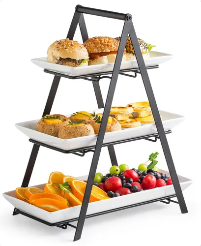 Vista 10 de YHOSSEUN Juego de 4 bandejas de cerámica para servir, bandejas rectangulares para servir y bandejas para comida, sushi, bandejas de servir de 9.8