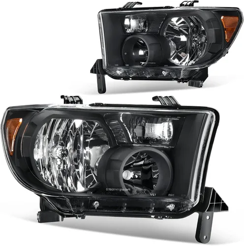 Vista 6 de DWVO Ensamble de faros Compatible con 2007-2013 Tundra / 2008 2009 2010 2011 2012 2013 2014 2015 2016 2017 Sequoia Carcasa de faro cromada Reflector