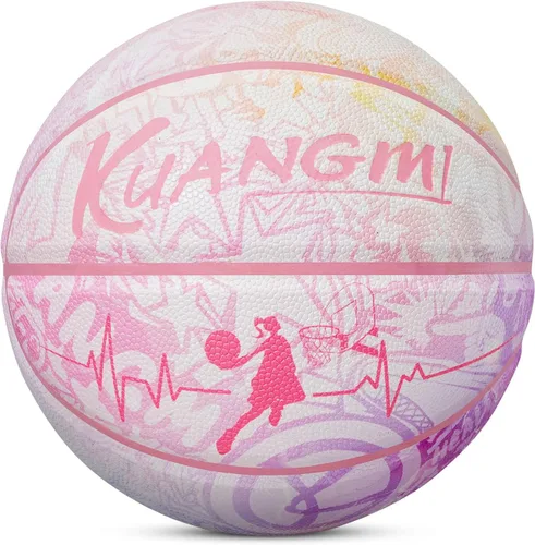 Vista 12 de Kuangmi Serie Rosa Balón de Baloncesto, Diseño Premium Estampado para Rendimiento Callejero, Tamaño Oficial para Hombres 7 de 29.5 Pulgadas