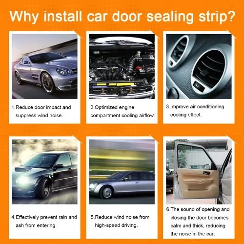 Vista 5 de Tira de sello de puerta universal automotriz en forma de D, autoadhesiva, para automóvil, camión, puerta, ventana, aislamiento de ruido, sellado