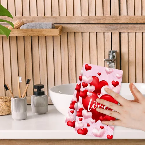 Vista 7 de AnyDesign - Paquete de 100 servilletas de papel desechables para el día de San Valentín, color rojo, rosa, corazón, globo, servilletas de papel