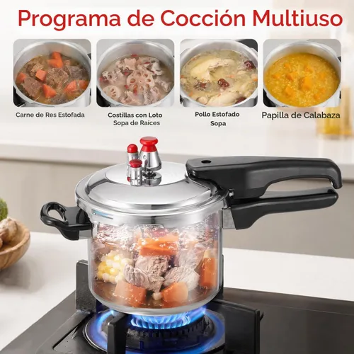 Vista 6 de INOOMP Olla a presión inferior compuesta de 2.7 cuartos de galón de aleación de aluminio para cocinas de gas e inducción con mango ergonómico