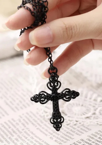 Vista 3 de Sacina - Colgante o gargantilla gótica con diseño de cruz para mujer para regalar