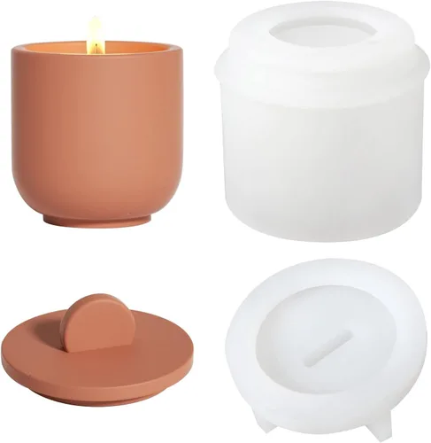 Vista 10 de Nórdico Simple Estilo Cemento Vela Tarro Molde de Silicona Molde de Contenedor de Vela de Concreto Recipiente de Decoración para el Hogar