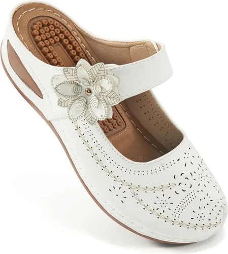 Vista 12 de Alicegana Sandalias elegantes de verano para mujer, con puntera cerrada, estilo casual, sin cordones, con gancho ajustable