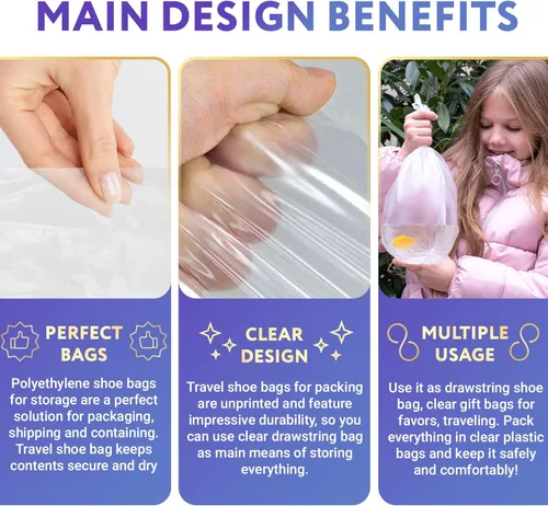 Vista 5 de APQ Clear Drawstring Bags ustom