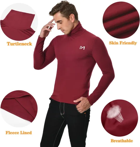 Vista 4 de MEETYOO Men's Thermal Turtleneck Long Sleeve Shirt,Lightweight Compression Pullover Underwear Breathable Baselayer
