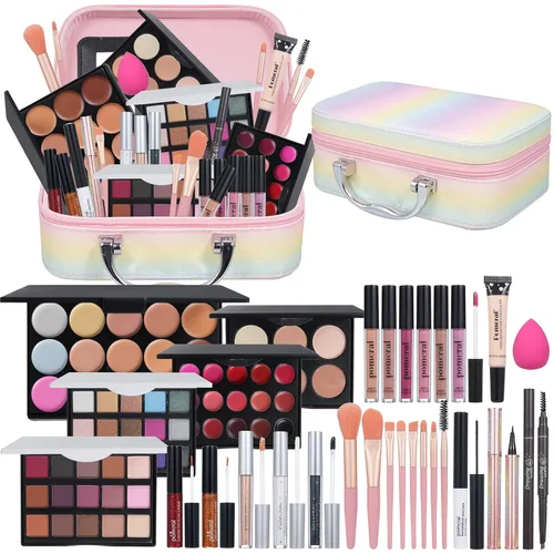 Vista 8 de Kit de maquillaje de viaje, juegos de maquillaje para adolescentes y mujeres, kit de maquillaje para niñas, juegos de maquillaje para niñas