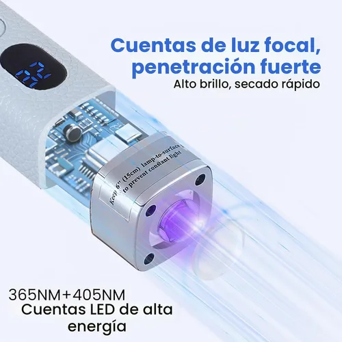 Vista 5 de Quaferen Mini luz UV de mano para uñas de gel con soporte, lámpara de uñas recargable de curación flash con sensor automático, imán de ojo de gato