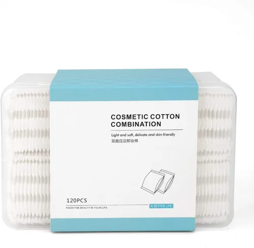 Vista 7 de Almohadillas de algodón removedor de maquillaje para maquillaje facial de ojos y eliminación de esmalte de uñas, esponja cuadrada de algodón, doble