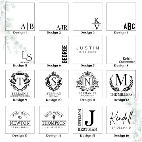 Vista 3 de Frasco personalizado para regalo de boda. Regalo personalizado para bebidas. Frasco de cuero sintético grabado para padrinos de boda (negro y dorado)