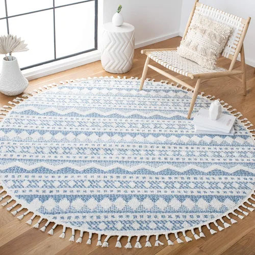 Vista 13 de SAFAVIEH Tapete grueso marroquí con borlas, 2 pies 2 pulgadas x 9 pies, color marfil y beige, no desprende pelusa y de fácil cuidado, 0.75 pulgadas