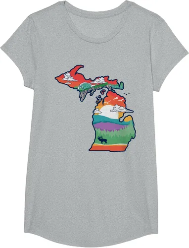 Vista 72 de Michigan Outside - Camiseta con ilustración artística