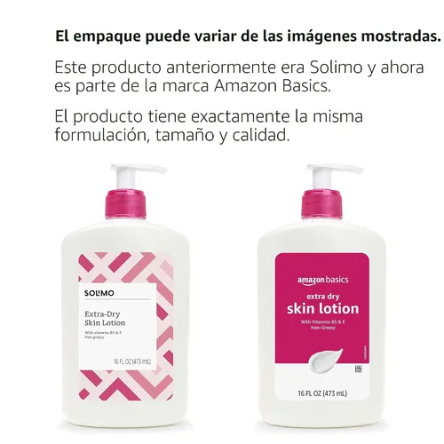 Vista 2 de Amazon Basics Loción corporal para piel seca con vitaminas B5 y E, aroma limpio, 16 onzas líquidas (anteriormente Solimo)