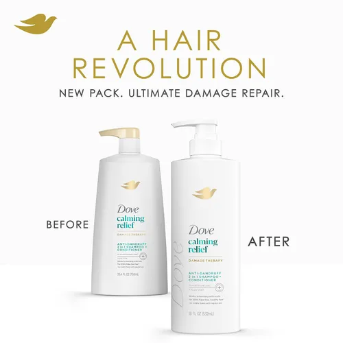 Vista 3 de Dove Champú y acondicionador para la caspa 2 en 1, alivio calmante DermaCare con piritiona zinc + gel de baño para pieles sensibles, lo mejor
