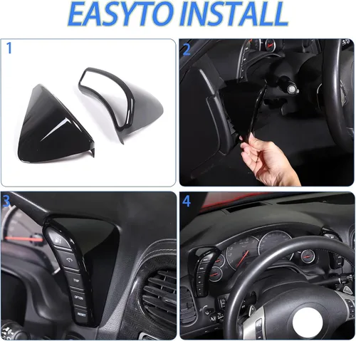 Vista 5 de Cubierta de botón para salpicadero compatible con Chevy Corvette C6 2005-2013, bisel del velocímetro, accesorios interiores del marco