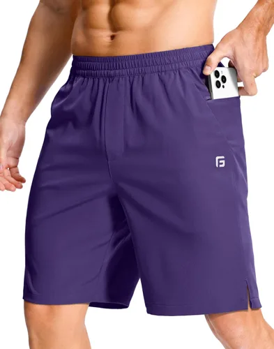 Vista 65 de GGJ Pantalones cortos deportivos ligeros para hombre con 2 bolsillos con cremallera de 7/5/9 pulgadas, pantalones cortos de tenis de secado rápido