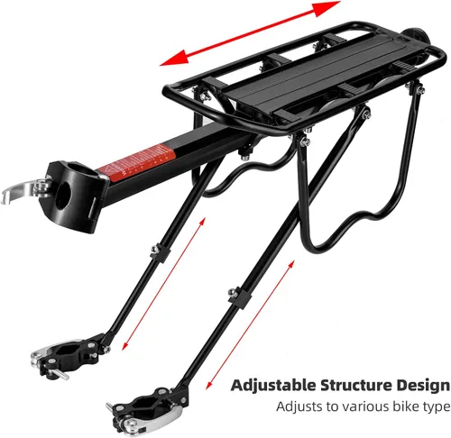 Vista 4 de ROCKBROS Portaequipajes trasero para bicicleta, soporte de carga para bicicleta de liberación rápida, ajustable, para parte trasera de bicicleta