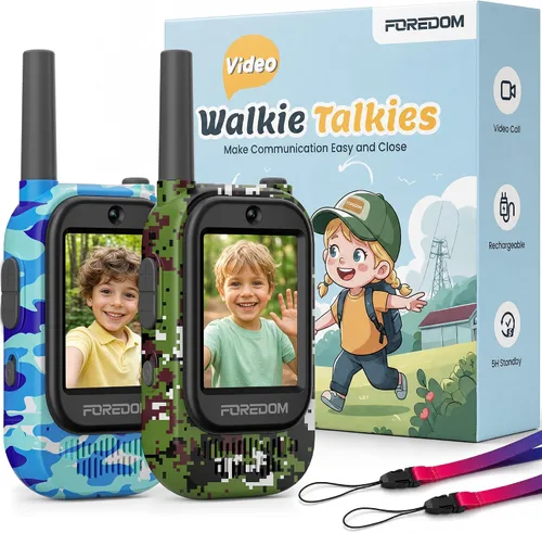 Vista 9 de FOREDOM Walkie Talkies recargables para niños Walkie Talkies de largo alcance para niños y niñas de 3 a 12 años de edad, juguetes de cumpleaños