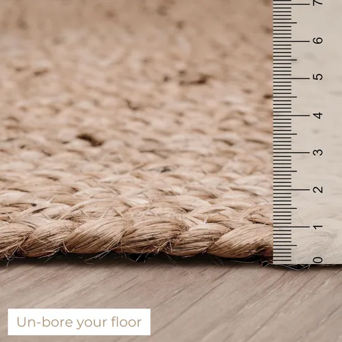 Vista 2 de RAJRANG Alfombra de yute natural de 2 x 3 pies, ovalada, reversible, para dormitorio, cocina, sala de estar