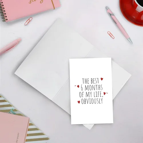 Vista 3 de SuperShunhu Tarjeta de Aniversario de 6 Meses para Él o Ella, Tarjeta de Regalo de Seis Meses para Novio o Novia, Tarjeta de Aniversario de Citas