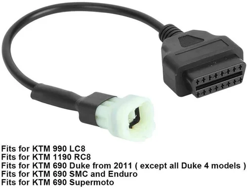Vista 4 de cable adaptador de 6 pines a 16 pines, diagnóstico de fallas del motor OBD2 y detector, se ajusta para programación de ECU de motocicletas KTM