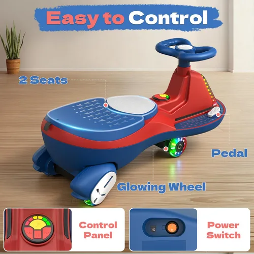Vista 7 de ANPABO - Coche eléctrico de 6 V 7 AH para niños, 2 plazas, motor de 75 W Azul