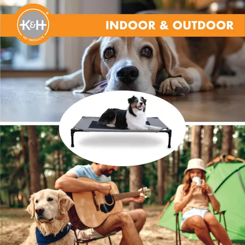 Vista 9 de K&H PET PRODUCTS - Cuna elevada para mascotas con centro de malla, varios tamaños Malla gris/negra